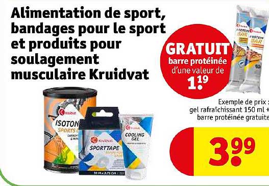 alimentation de sport, bandages pour le sport et produits pour soulagement musculaire kruidvat