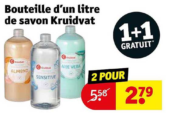 bouteille d'un litre de savon kruidvat
