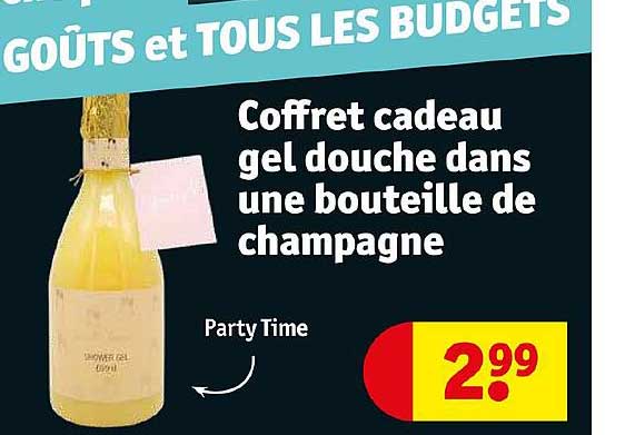 coffret cadeau gel douche dans une bouteille de champagne
