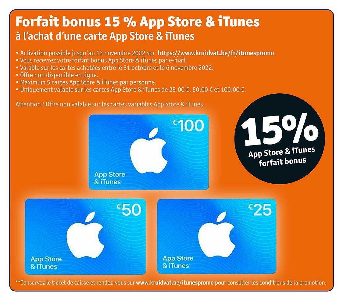 forfait bonus 15% app store & itunes