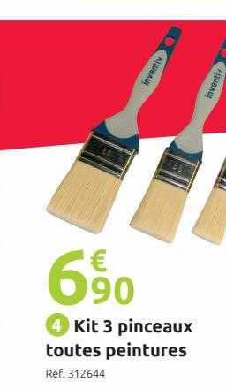 kit 3 pinceaux toutes peintures