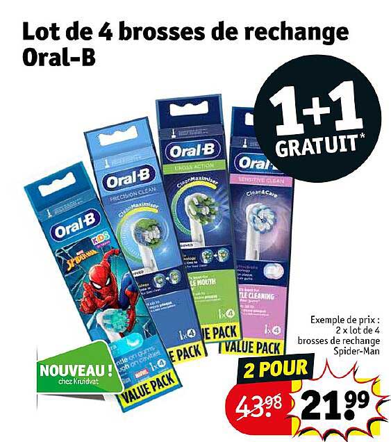 lot de 4 brosses de rechange oral-b