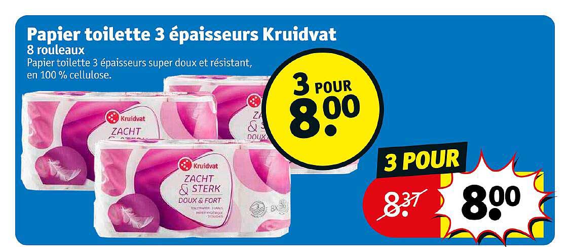 papier toilette 3 épaisseurs kruidvat