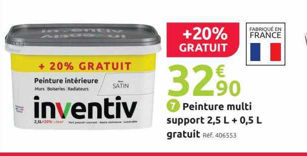 peinture multi support 2,5l + 0,5l gratuit inventiv