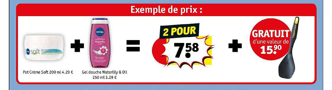 pot crème soft 200ml, gel douche waterlily & oil 250ml