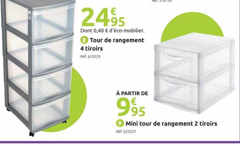 Tour De Rangement 4 Tiroirs, Mini Tour De Rangement 2 Tiroirs