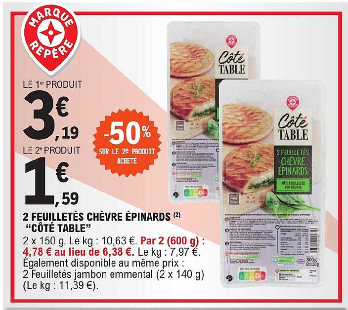 2 Feuilletés Chèvre épinards "côté Table"