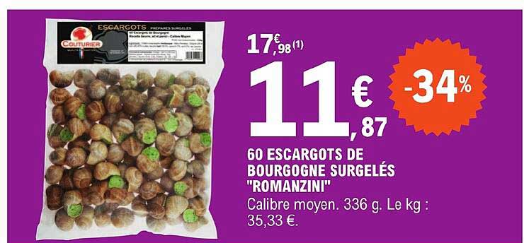 60 escargots de bourgogne surgelés "romanzini"