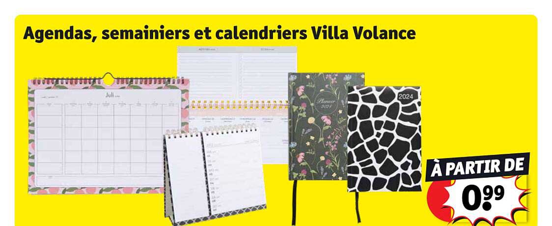 agendas, semainiers et calendriers villa volance