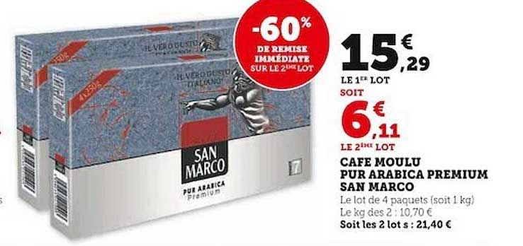 café moulu pur arabica premium san marco