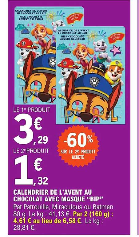 calendrier de l'avent au chocolat avec masque "bip"