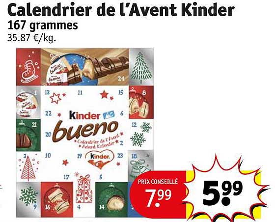 calendrier de l'avent kinder