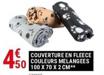 couverture en fleece couleurs mélangées 100 x 70 x 2 cm