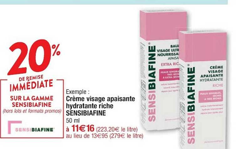 crème visage apaisante hydratante riche sensibiafine