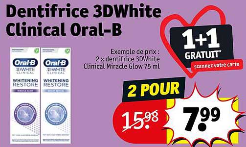 dentifrice 3d white clinical oral-b