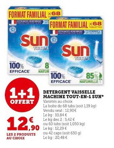 détergent vaisselle machine tout-en-1 sun