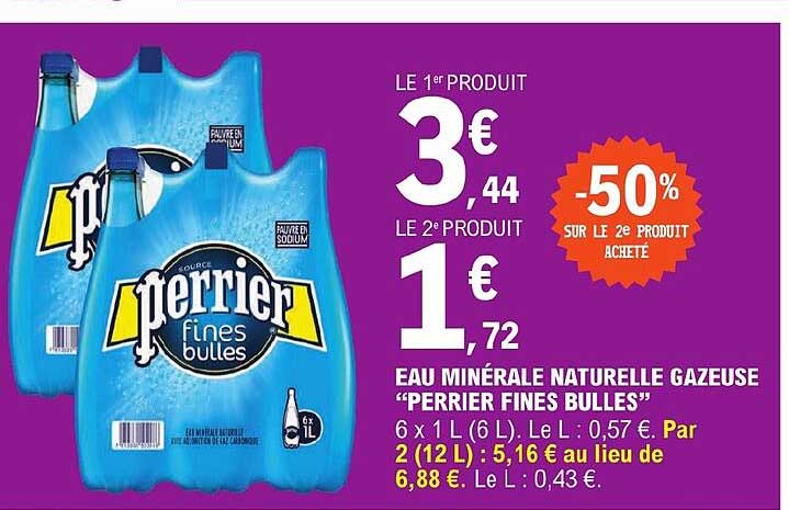 Eau Minérale Naturelle Gazeuse "perrier Fines Bulles"