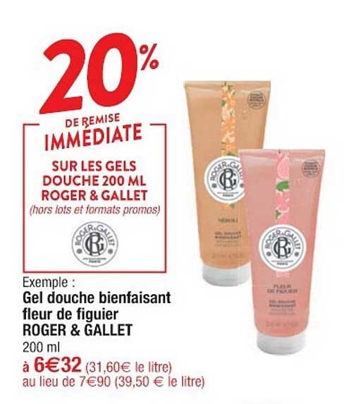 gel douche bienfaisant fleur de figuier roger & gallet