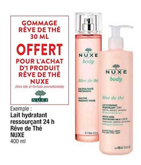 lait hydratant ressourçant 24 h rêve de thé nuxe