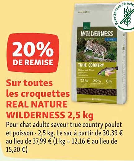 les croquettes real nature wilderness 2,5 kg