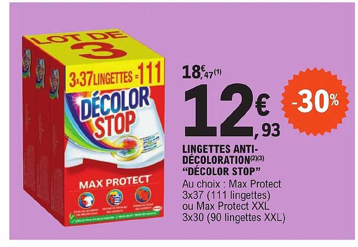 lingettes anti-décoloration "décolor stop"