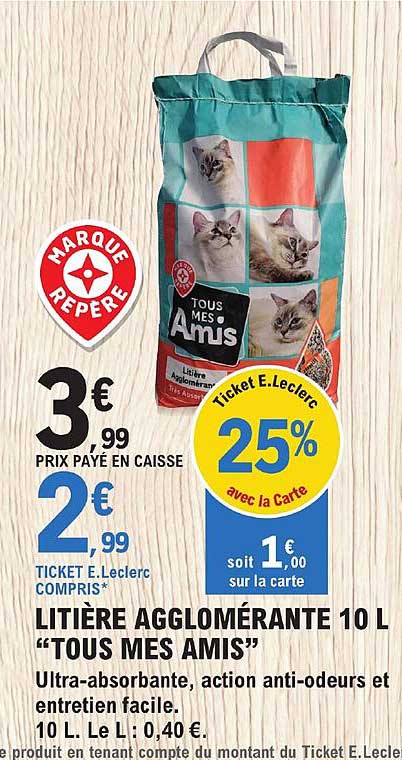 litière agglomérante 10 l "tous mes amis"