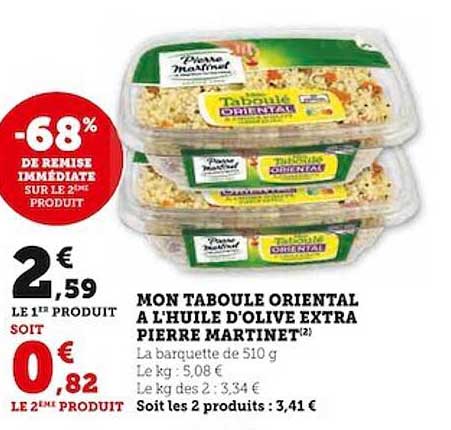 mon taboulé oriental à l'huile d'olive extra pierre martinet