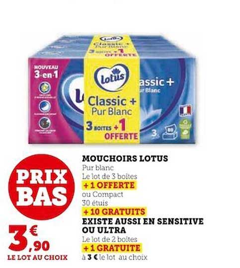 mouchoirs lotus existe aussi en sensitive ou ultra