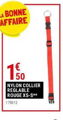 Nylon Collier Réglable Rouge Xs-s
