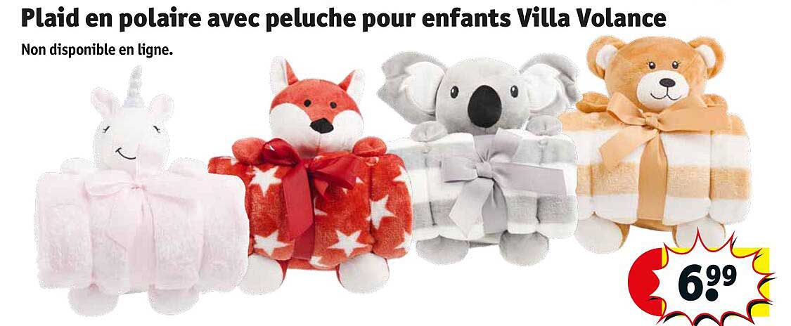 plaid en polaire avec peluche pour enfants villa volance