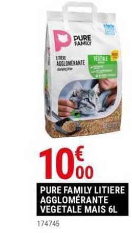 Pure Family Litière Agglomérante Végétale Maïs 6 L