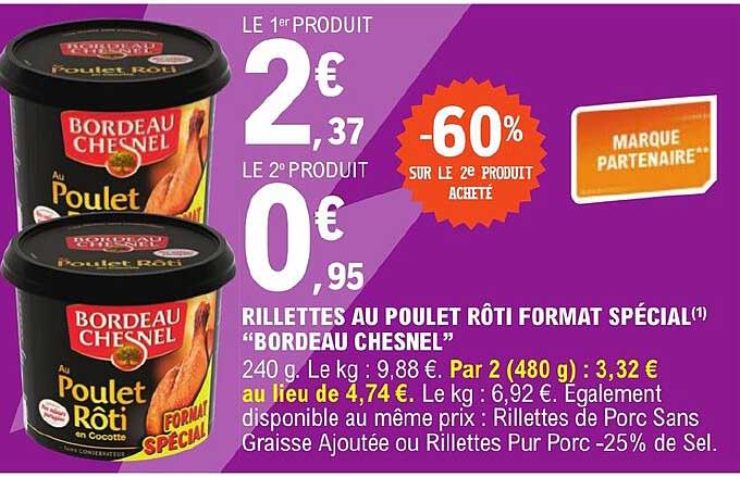 rillettes au poulet rôti format spécial "bordeau chesnel"