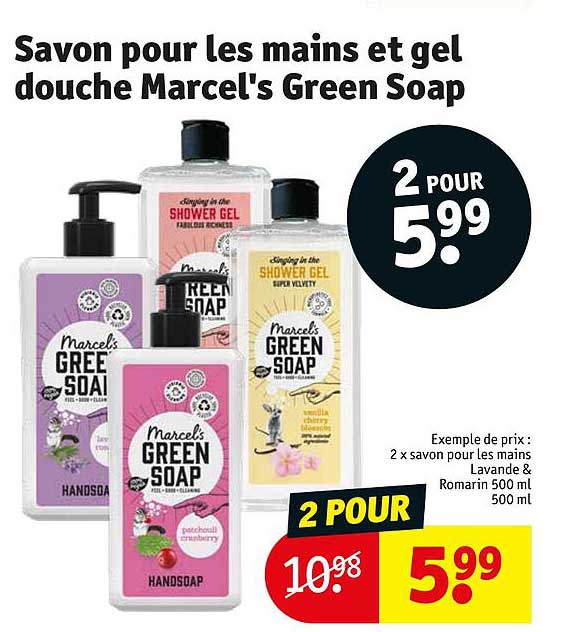 savon pour les mains et gel douche marcel's green soap