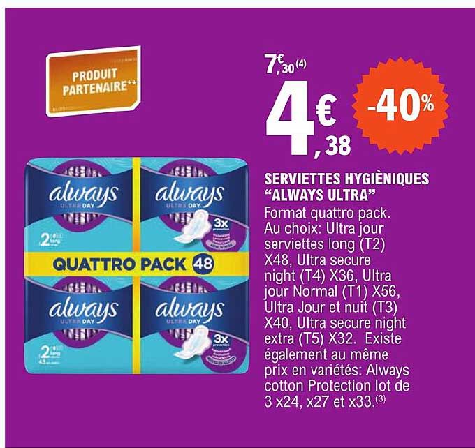 serviettes hygiéniques "always ultra"