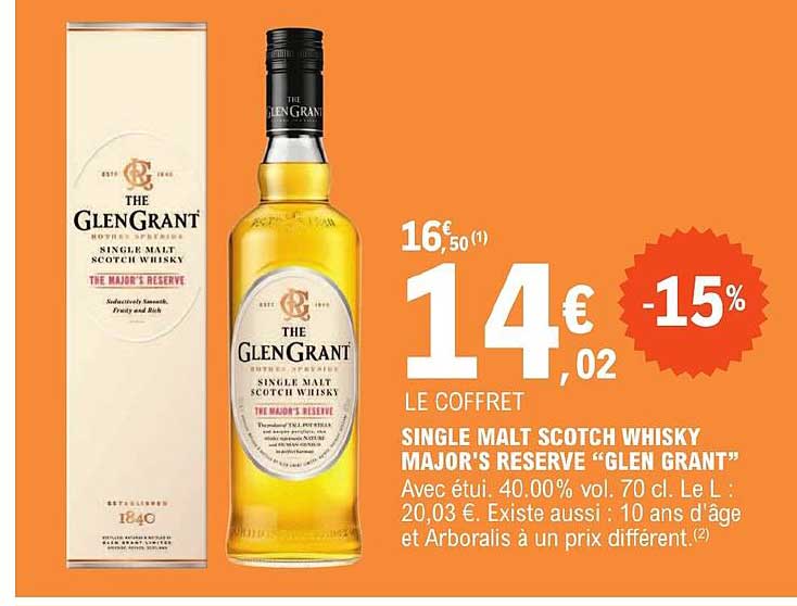 single malt scotch whisky major's réserve "glen grant"