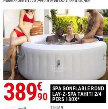 spa gonflable rond lay-z-spa tahiti 2/4 pers 180x
