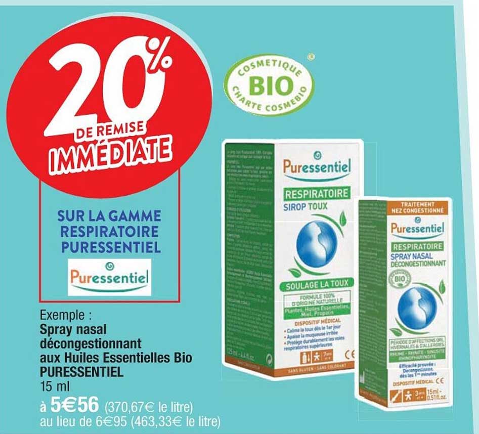 spray nasal décongestionnant aux huiles essentielles bio puressentiel