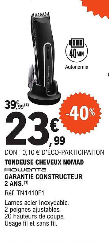 tondeuse cheveux nomad rowenta