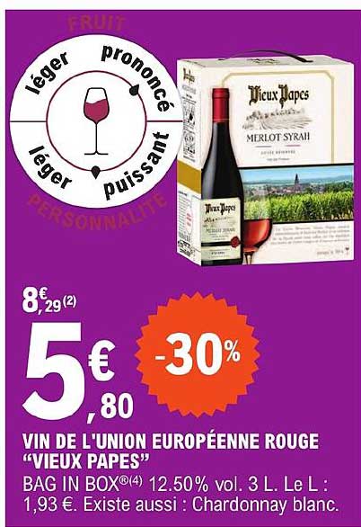 vin de l'union européenne rouge "vieux papes"