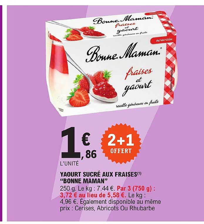 yaourt sucré aux fraises "bonne maman"
