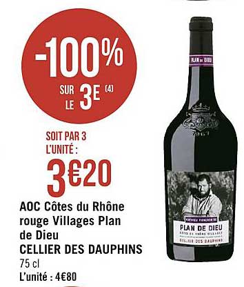 aoc côtes du rhône rouge villages plan de dieu cellier des dauphins