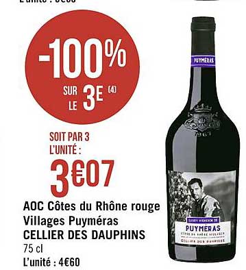 Aoc Côtes Du Rhône Rouge Villages Puyméras Cellier Des Dauphins