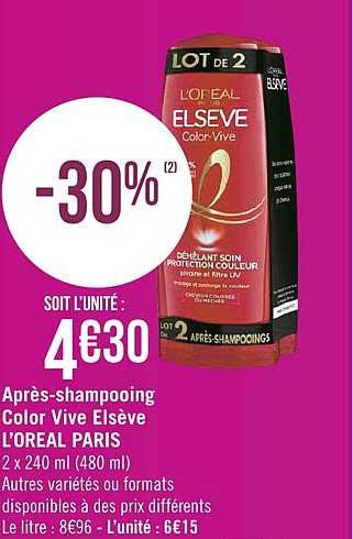 après shampooing color vive elsève l'oréal paris