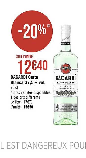 bacardi carta blanca 37,5% vol.