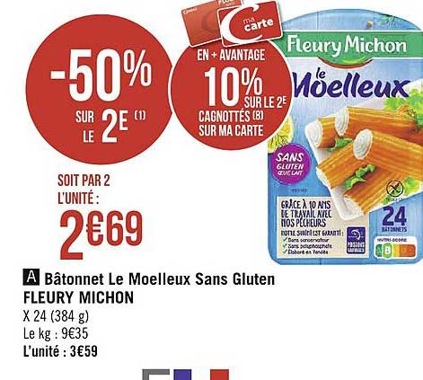 bâtonnet le moelleux sans gluten fleury michon