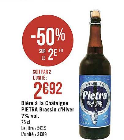 bière à la châtaigne pietra brassin d'hiver 7% vol.