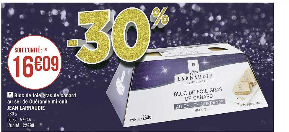 bloc de foie gras de canard au sel de guérande mi-cuit jean larnaudie
