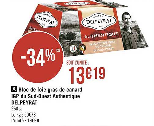Bloc De Foie Gras De Canard Igp Du Sud-ouest Authentique Delpeyrat