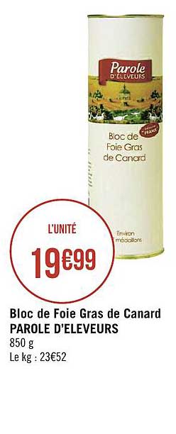 bloc de foie gras de canard parole d'éleveurs