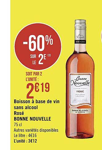boisson à base de vin sans alcool rosé bonne nouvelle